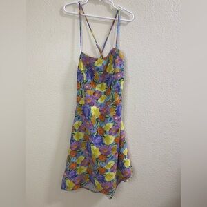 Zara Colorful Floral Backless Dress‎